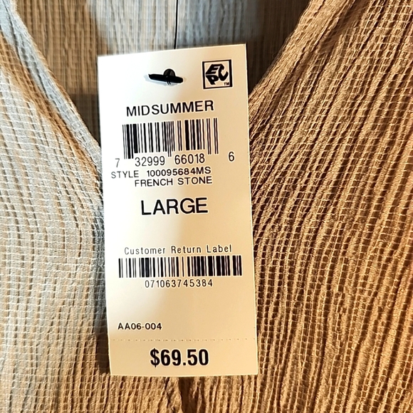 Womens Alfani Blouse Large Short Sleeved Neutral Tone Rouch Front Collar Busines - Picture 3 of 8